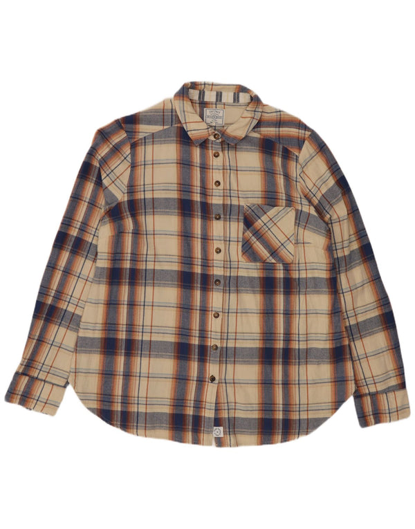 Camicia di flanella da donna Fat Face UK 14 Cotone a quadri beige grande