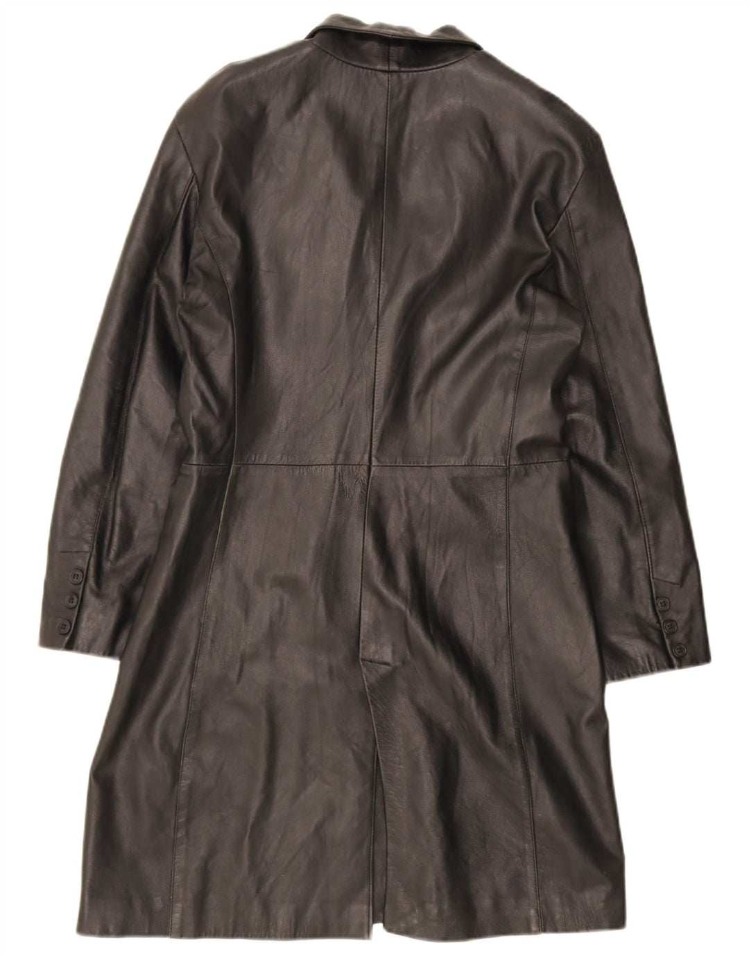 Cappotto in pelle vintage da donna UK 18 XL in pelle nera