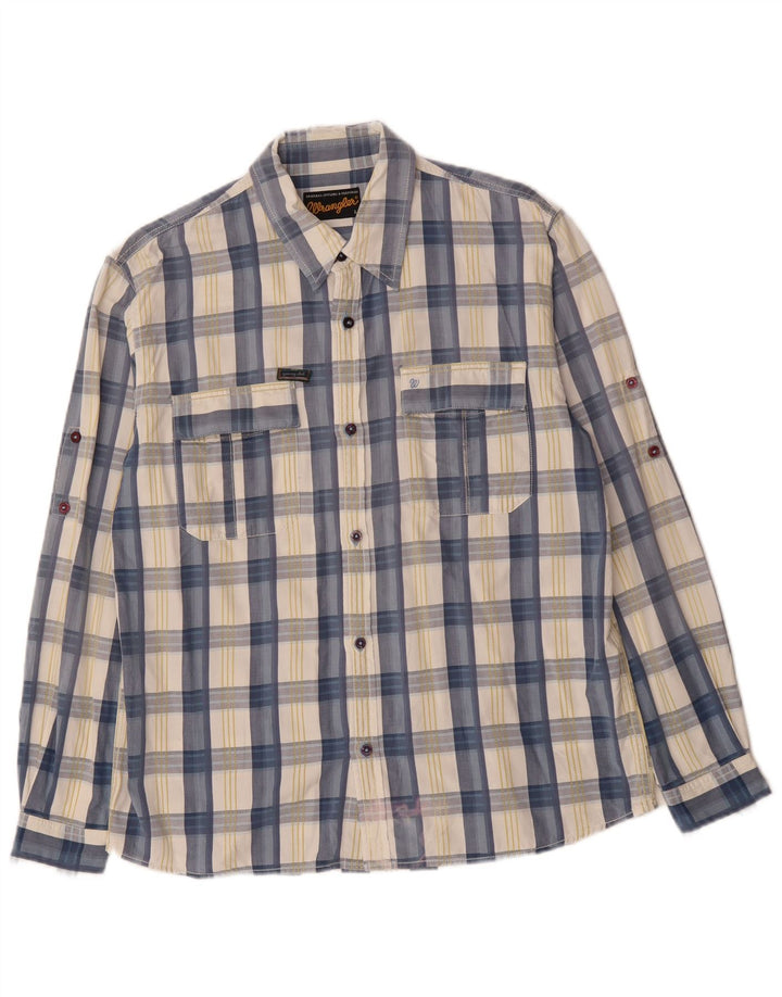 Camicia da uomo WRANGLER grande cotone a quadri blu