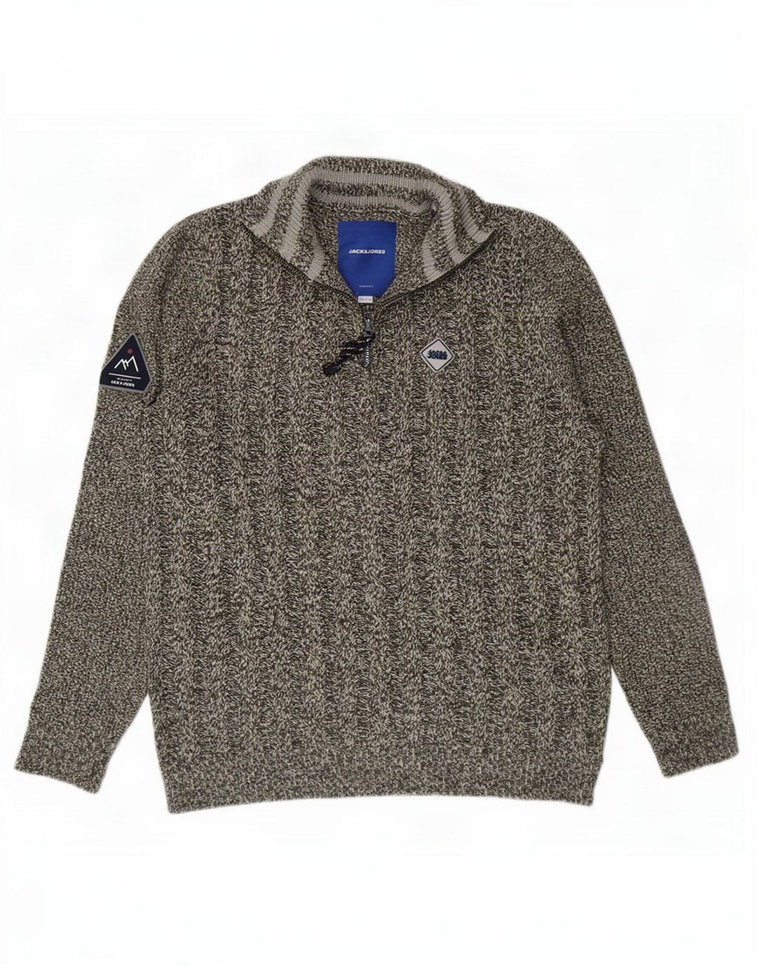 Maglione da uomo Jack & Jones con zip e collo, grande acrilico chiazzato grigio