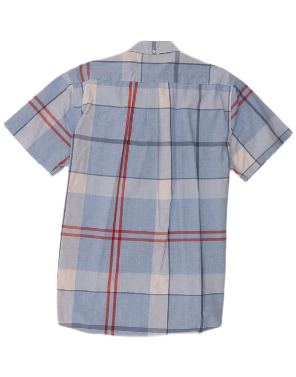 Camicia a maniche corte da uomo Barbour su misura XL in cotone scozzese blu