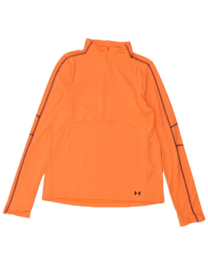 Maglia da ginnastica Under Armour da uomo con zip e collo, piccola, in poliestere arancione