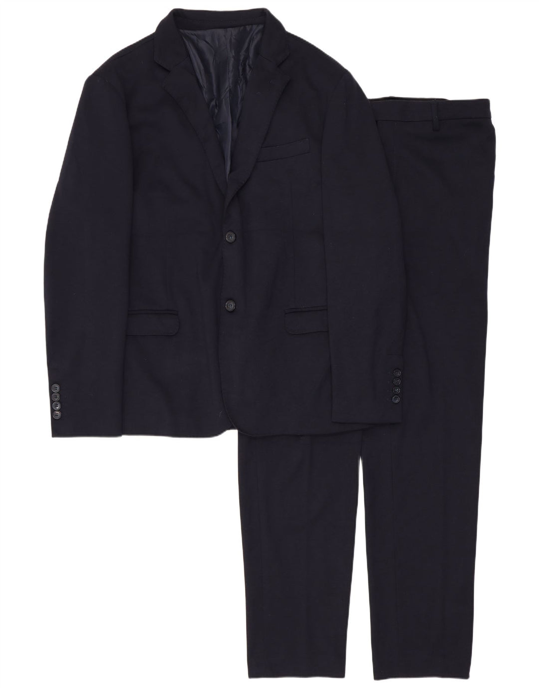 Abito vintage da uomo a 2 bottoni in 2 pezzi IT 54 2XL W34 L30 Poliestere blu navy