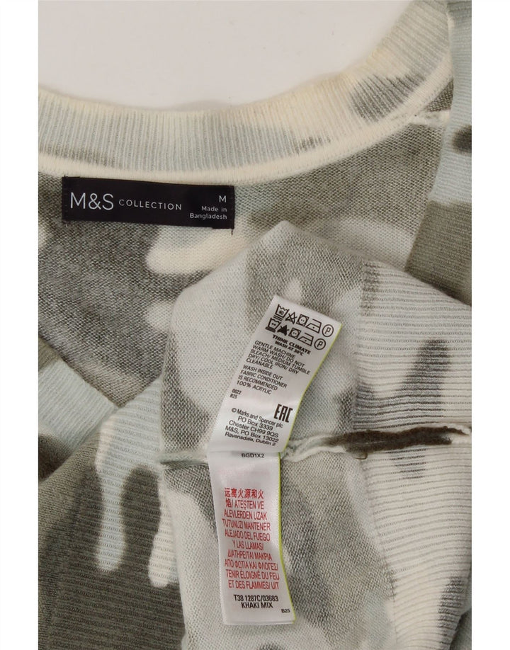 Maglione maglione con scollo a V da donna Marks & Spencer UK 14 medio multicolore