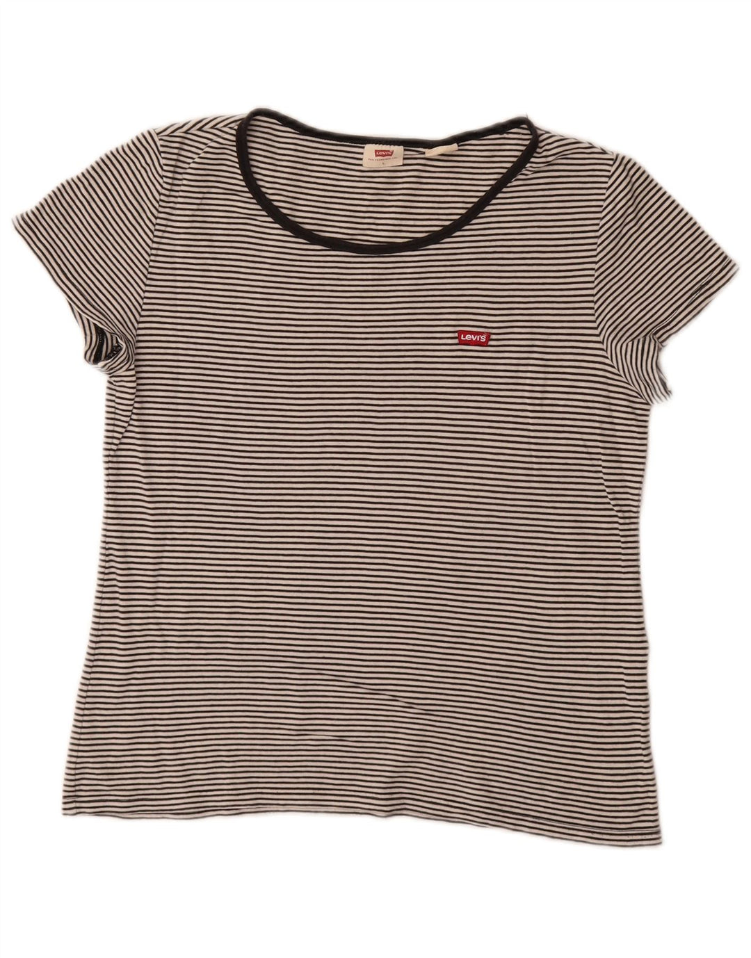 T-shirt corta da donna Levi's UK 14 grande gessato nero