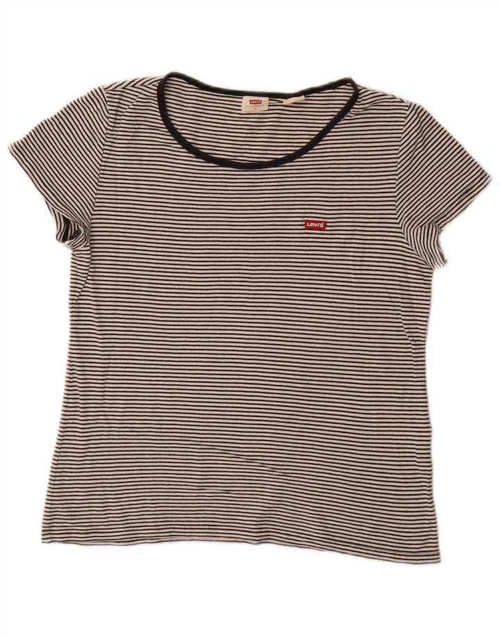 T-shirt corta da donna Levi's UK 14 grande gessato nero