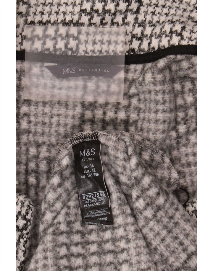 Cappotto aperto da donna Marks & Spencer UK 14 grande pied de poule nero