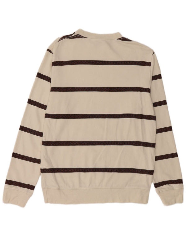 Felpa da uomo Quiksilver Maglione in cotone a righe bianche medie