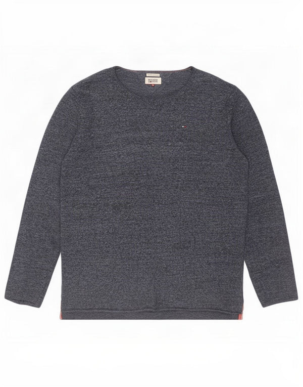 Tommy Hilfiger Top da uomo a maniche lunghe XL in cotone screziato blu navy