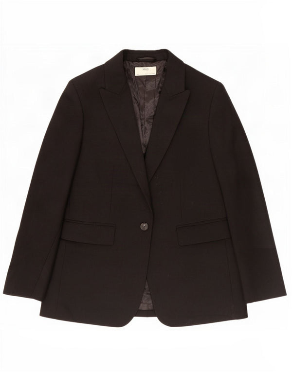 Giacca blazer a 1 bottone Marks & Spencer da donna UK 12 poliestere nero medio