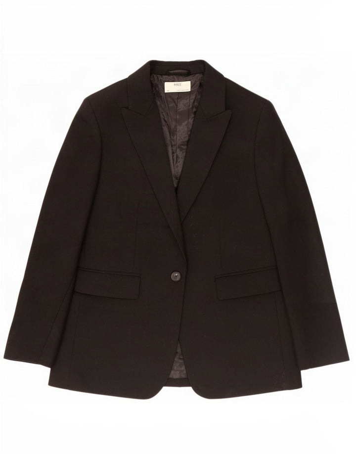 Giacca blazer a 1 bottone Marks & Spencer da donna UK 12 poliestere nero medio
