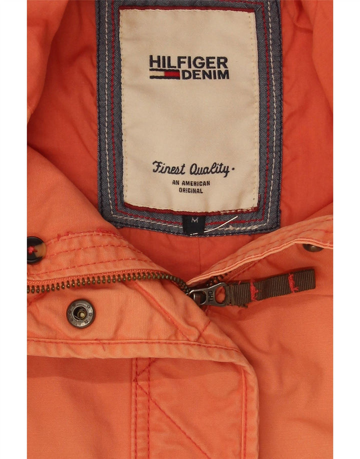 TOMMY HILFIGER Womens Hooded Parka Jacket UK 14 Medium Orange Cotton Vintage Tommy Hilfiger and Second-Hand Tommy Hilfiger from Messina Hembry 