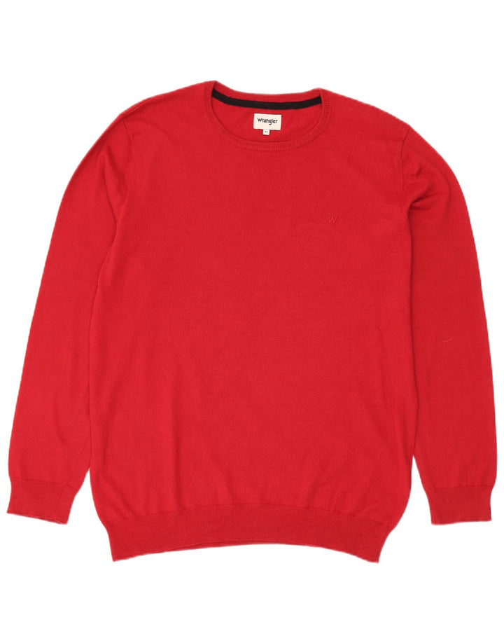 WRANGLER Mens Crew Neck Jumper Sweater XL Red Cotton