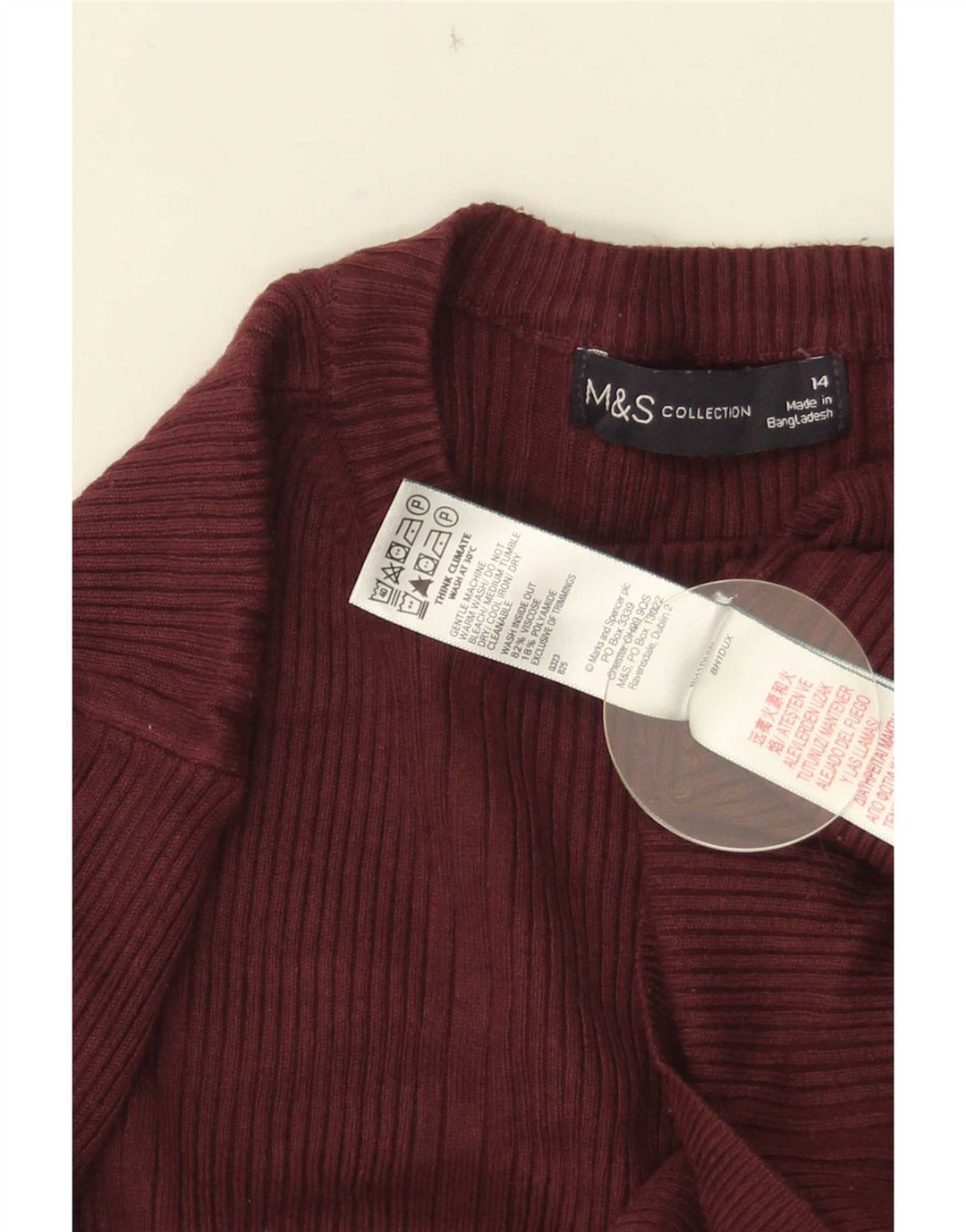 Maglione maglione girocollo da donna Marks & Spencer UK 14 Borgogna medio
