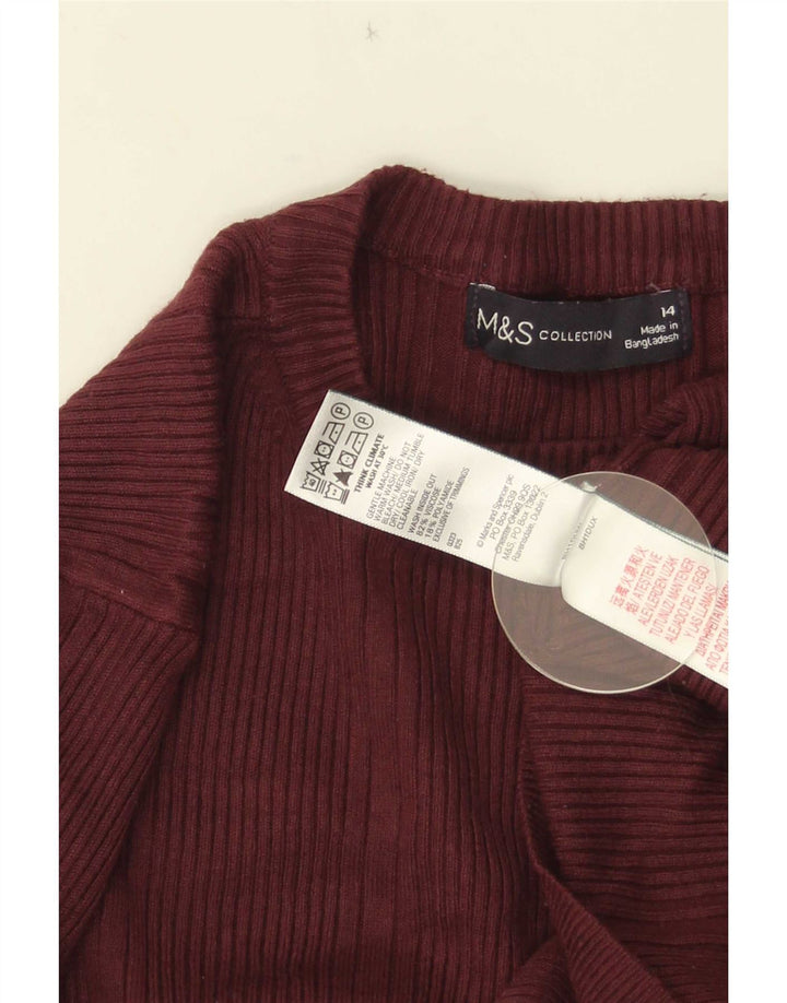 Maglione maglione girocollo da donna Marks & Spencer UK 14 Borgogna medio