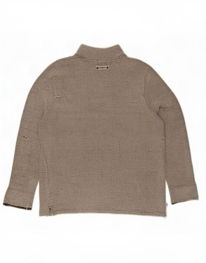 Felpa da uomo con collo con zip Weird Fish, maglione grande, cotone grigio
