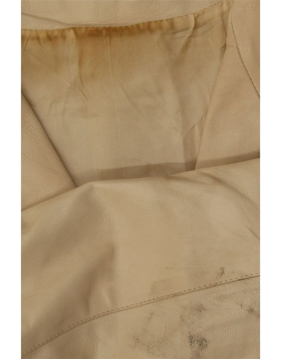 Giacca blazer in pelle vintage da donna a 3 bottoni IT 48 XL in pelle beige