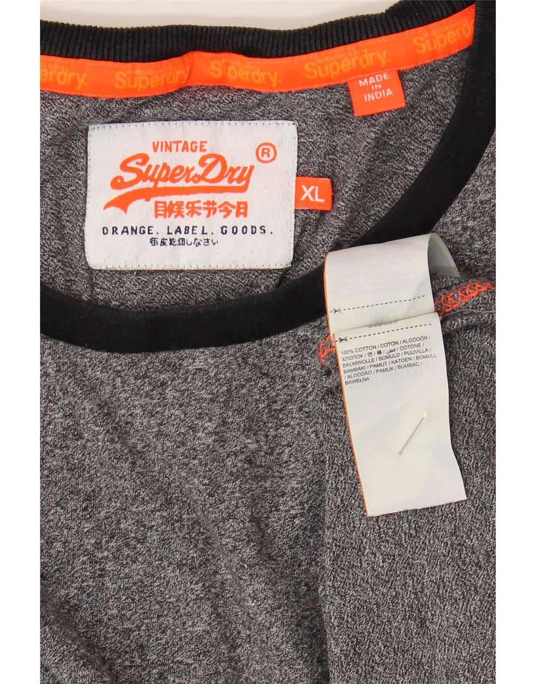 T-shirt da uomo Superdry Top XL in cotone chiazzato grigio