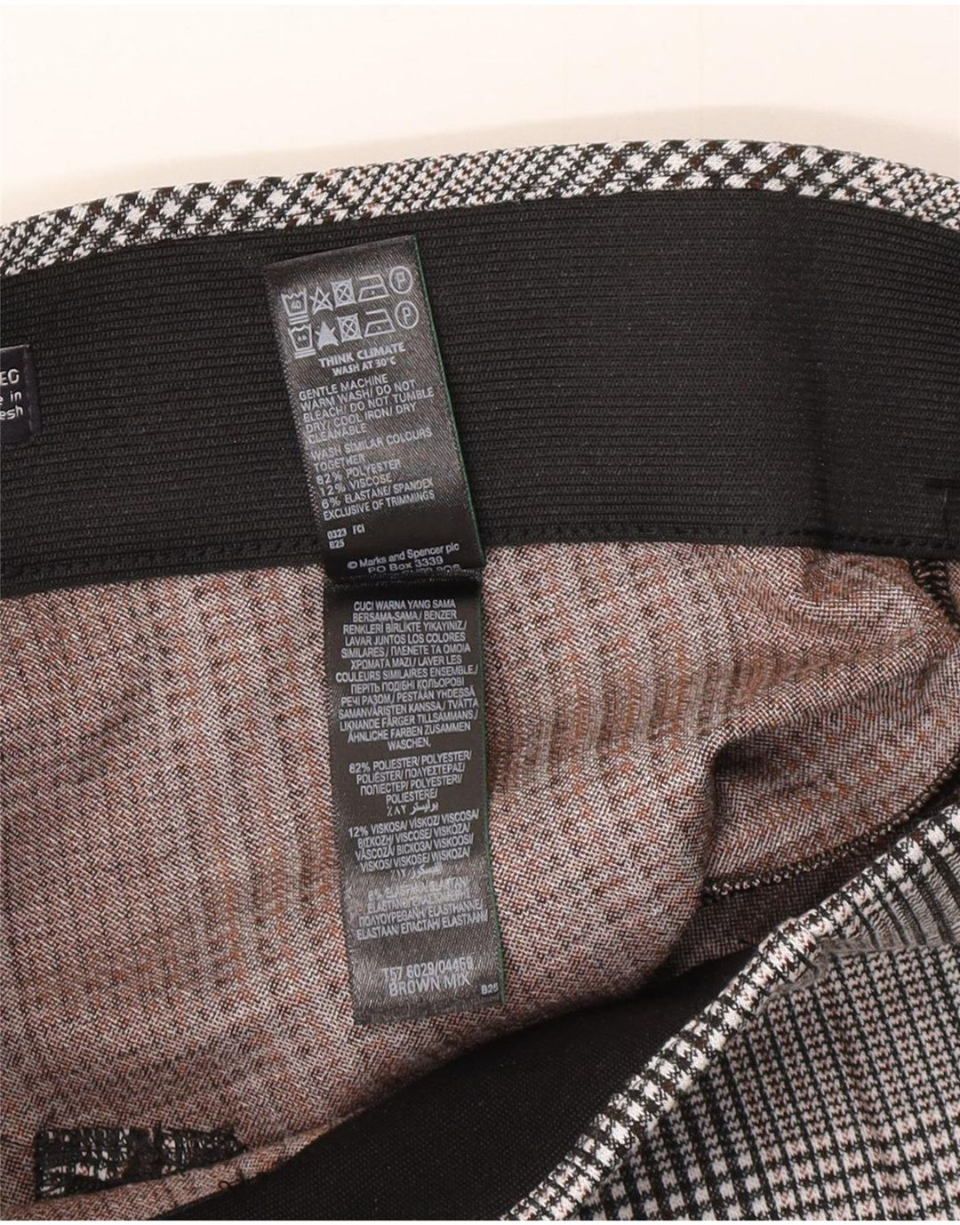 Leggings da donna Marks & Spencer UK 10 Small Poliestere pied de poule grigio