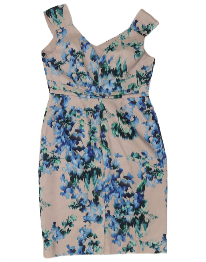 Abito tubino senza maniche da donna Monsoon UK 14 Grande poliestere floreale grigio
