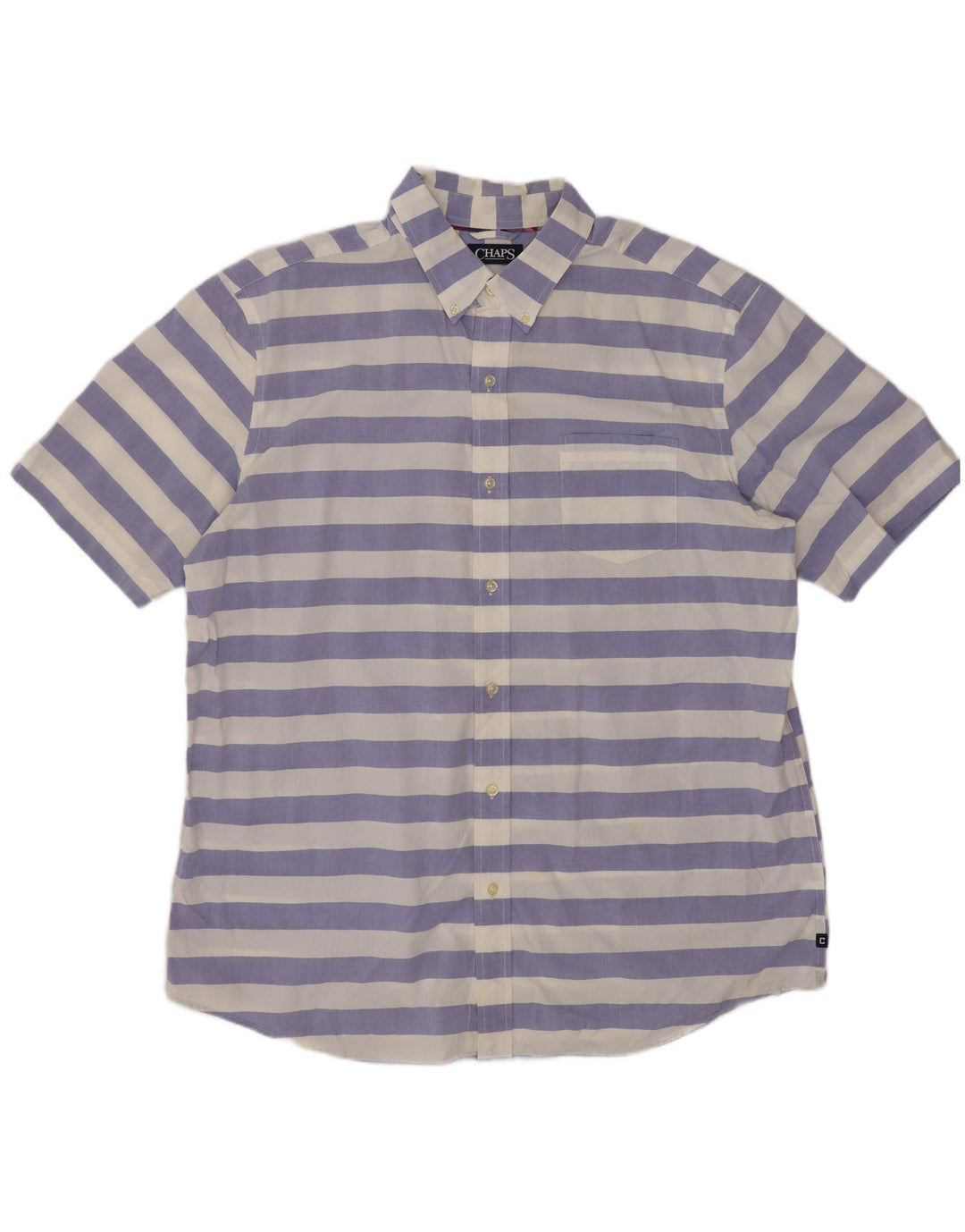 Camicia Chaps da uomo a maniche corte vestibilità regolare XL in cotone a righe blu