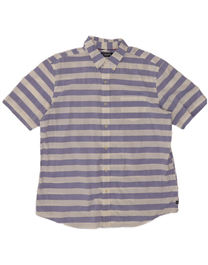 Camicia Chaps da uomo a maniche corte vestibilità regolare XL in cotone a righe blu