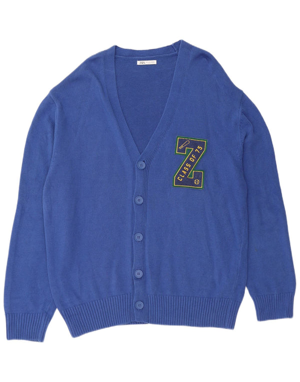 Maglione cardigan grafico da uomo ZARA grande in cotone blu