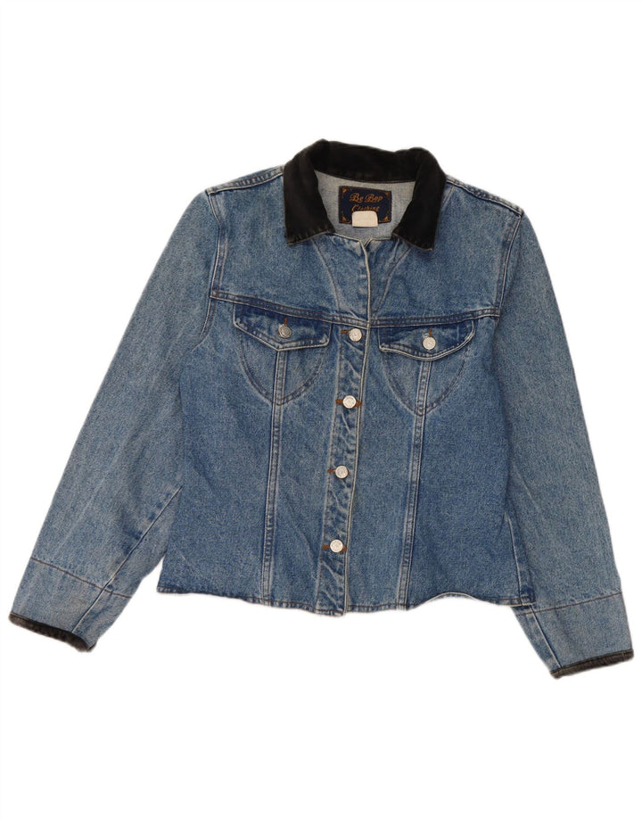 Giacca di jeans vintage da donna UK 14 grande cotone blu