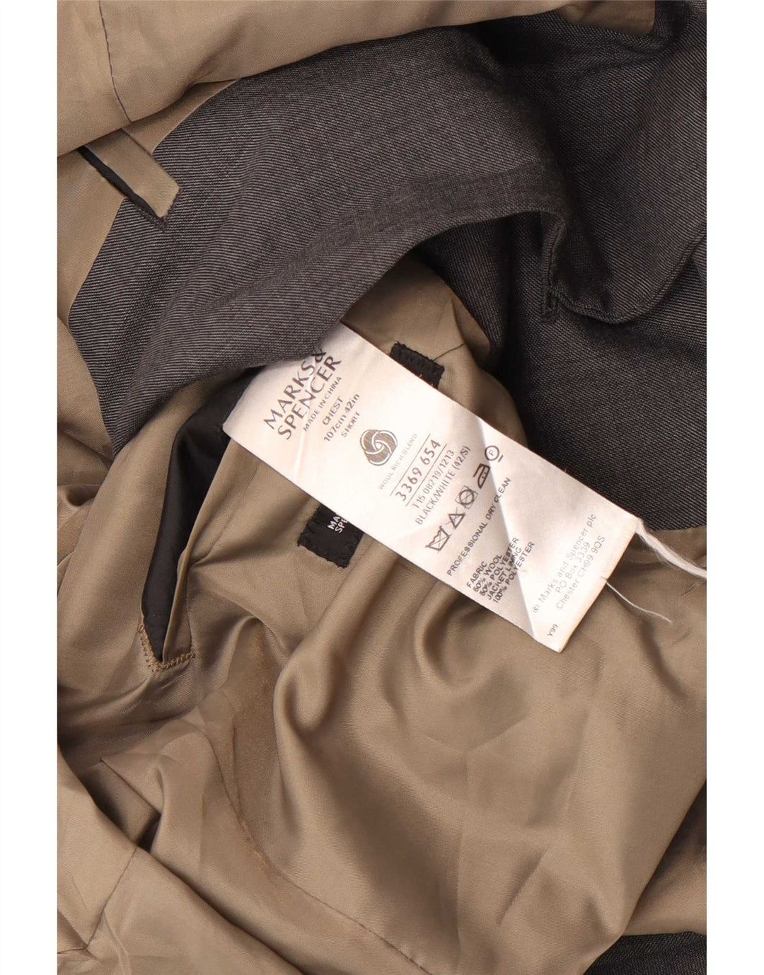 Giacca blazer a 2 bottoni Marks & Spencer da uomo UK 42 grande lana grigia