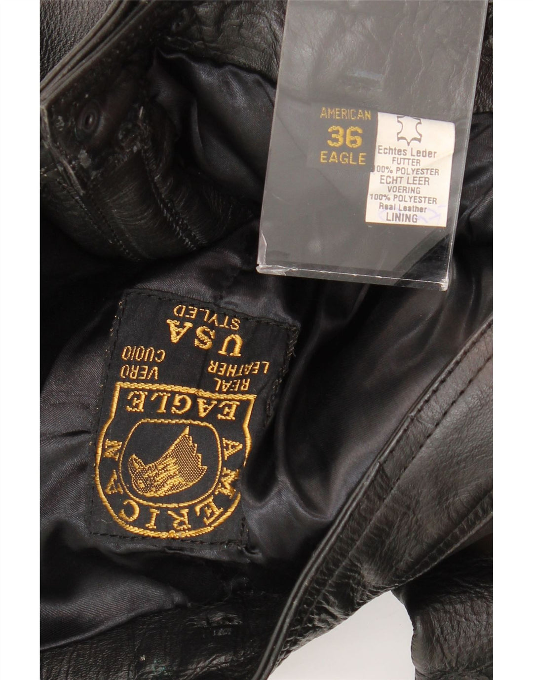 Pantaloni in pelle slim da uomo American Eagle W36 L30 in pelle nera