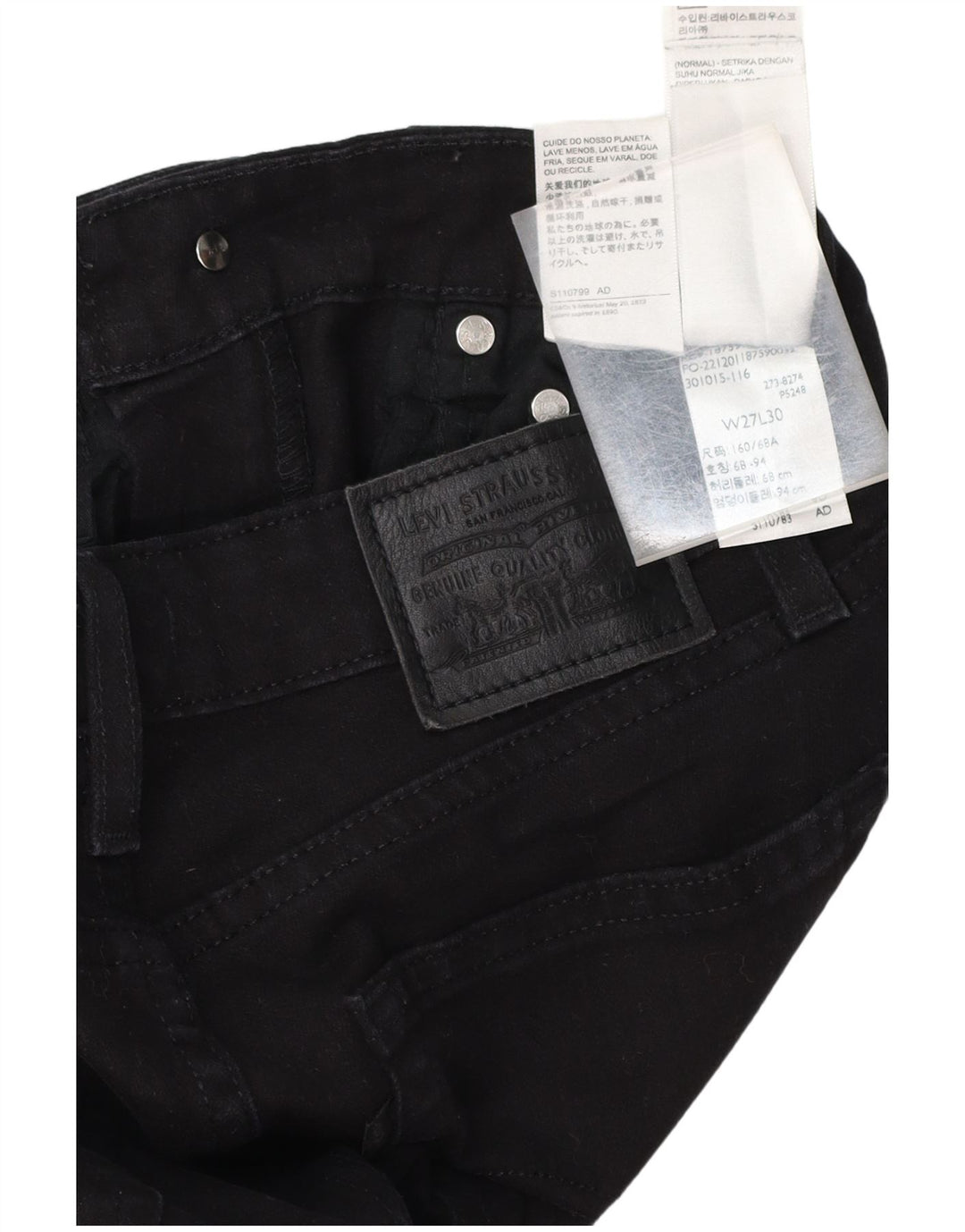 LEVI'S Jeans 725 da donna a vita alta bootcut W27 L30 cotone nero