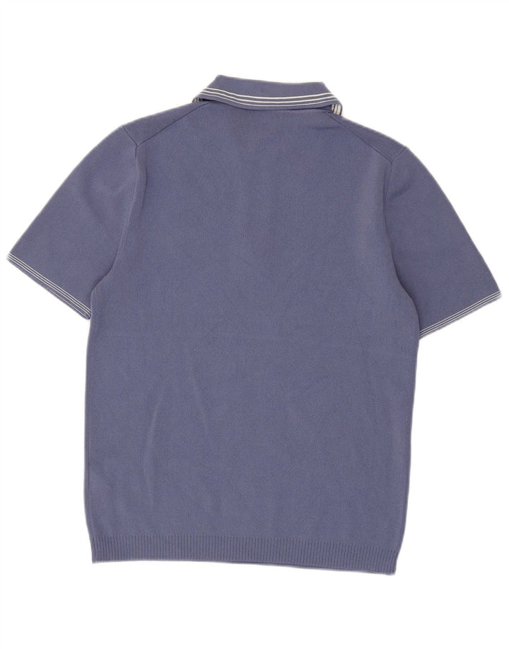Polo Reiss da uomo con zip e collo piccola in viscosa blu