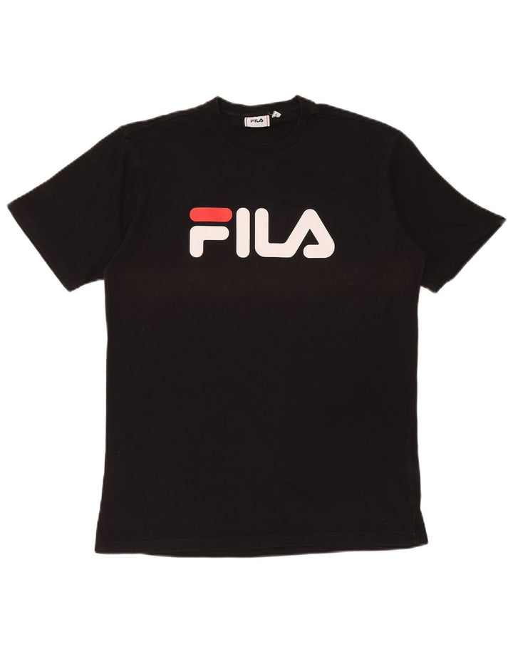 T-shirt grafica da uomo Fila Top Small in cotone nero