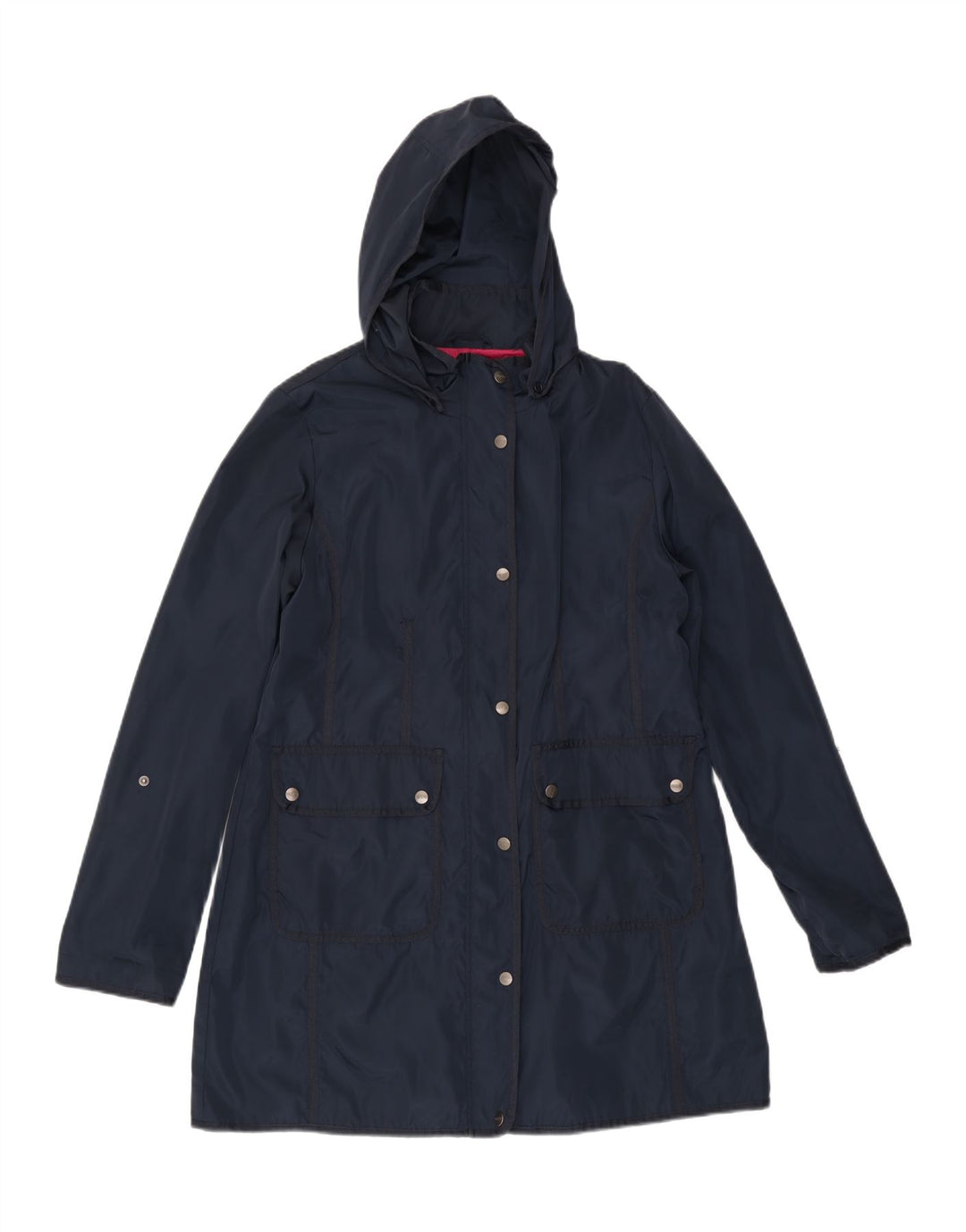 Giacca a vento con cappuccio da donna DKNY UK 16 grande poliestere blu navy