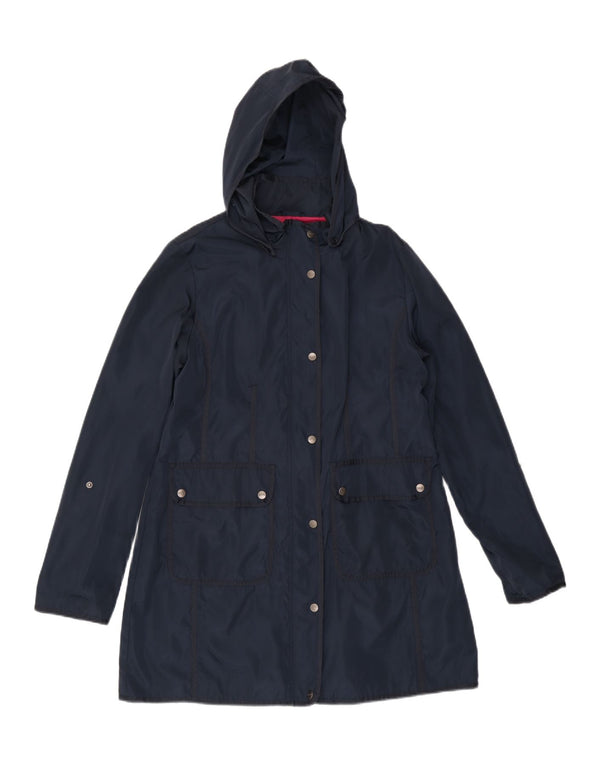 Giacca a vento con cappuccio da donna DKNY UK 16 grande poliestere blu navy