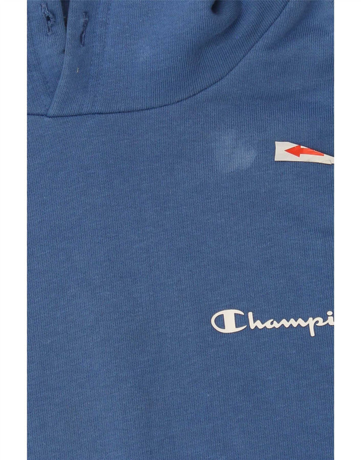 Felpa con cappuccio da uomo Champion in cotone blu medio