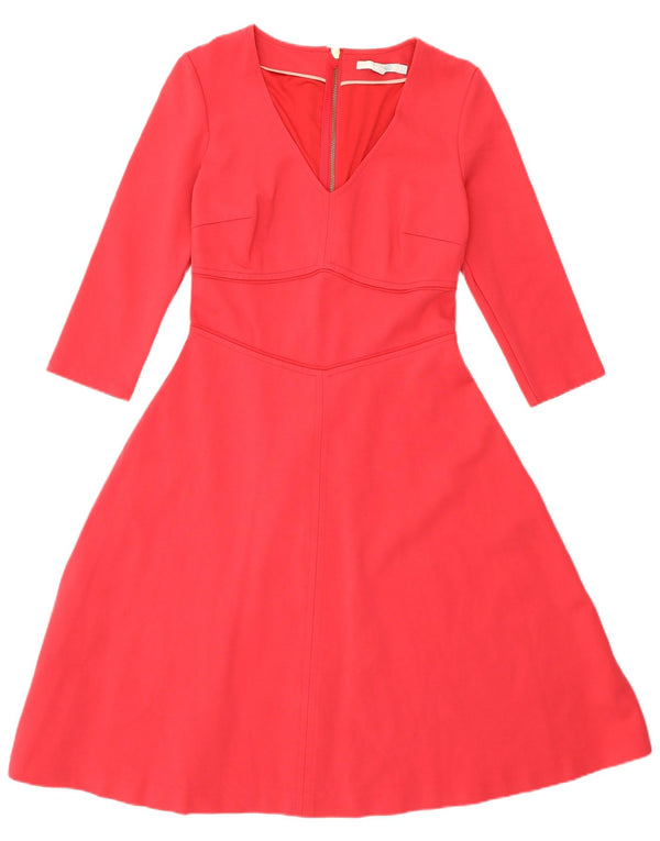 Abito a trapezio regolare da donna con maniche a 3/4 Boden UK 10 piccolo in viscosa rossa