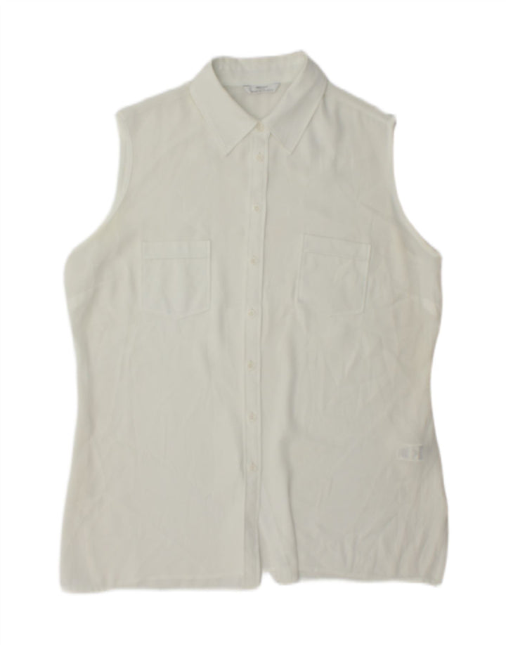 Camicetta senza maniche da donna Marks & Spencer UK 16 Large Poliestere bianco