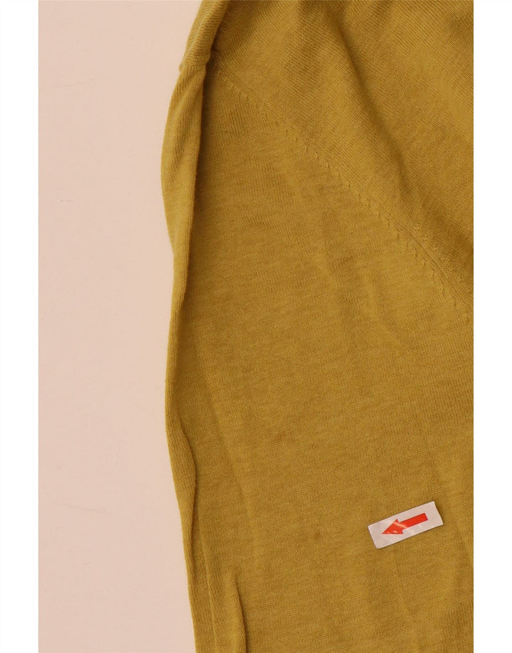 Massimo Dutti Maglione da uomo con scollo a V grande in cotone giallo