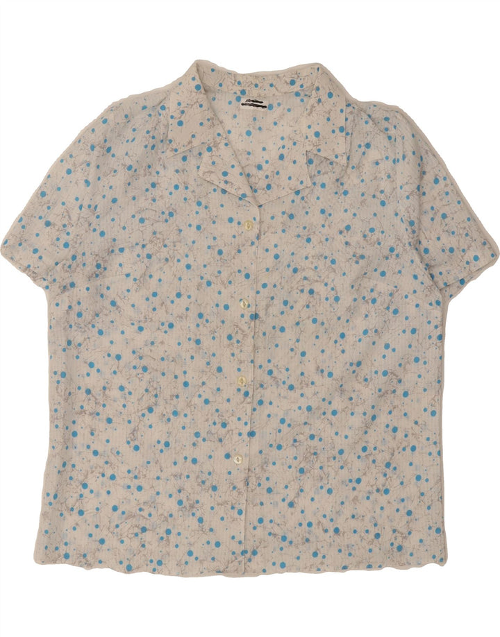VINTAGE Womens Short Sleeve Shirt UK 18 XL White Spotted Polyester Vintage Vintage and Second-Hand Vintage from Messina Hembry 