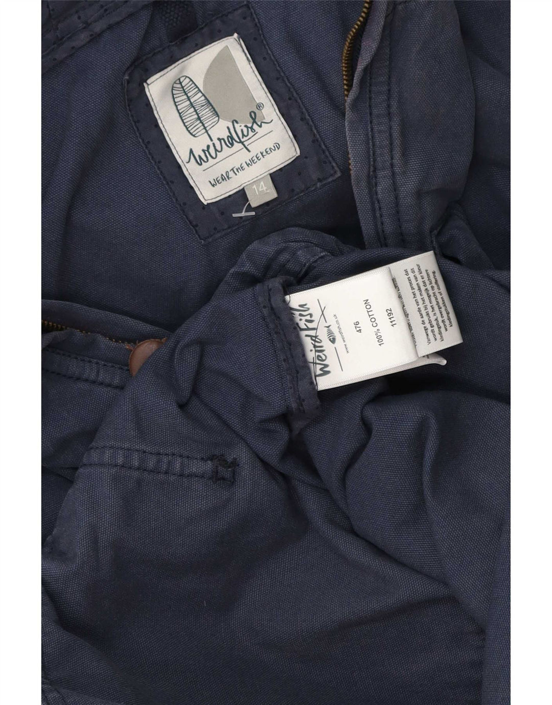Bomber con cappuccio da donna Weird Fish UK 14 cotone blu navy medio