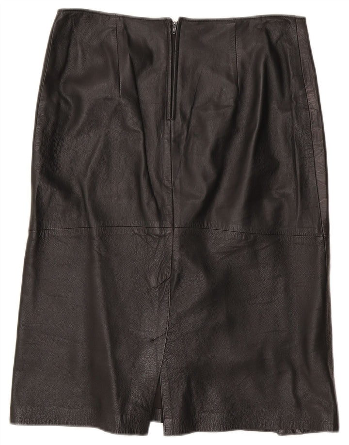 Gonna in pelle vintage da donna W30 media nera