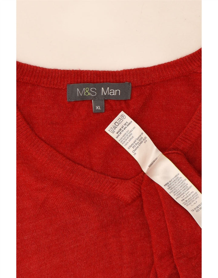 Maglione da uomo con scollo a V Marks & Spencer XL rosso acrilico