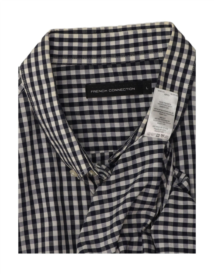 FRENCH CONNECTION Camicia da uomo grande in cotone a quadretti blu navy