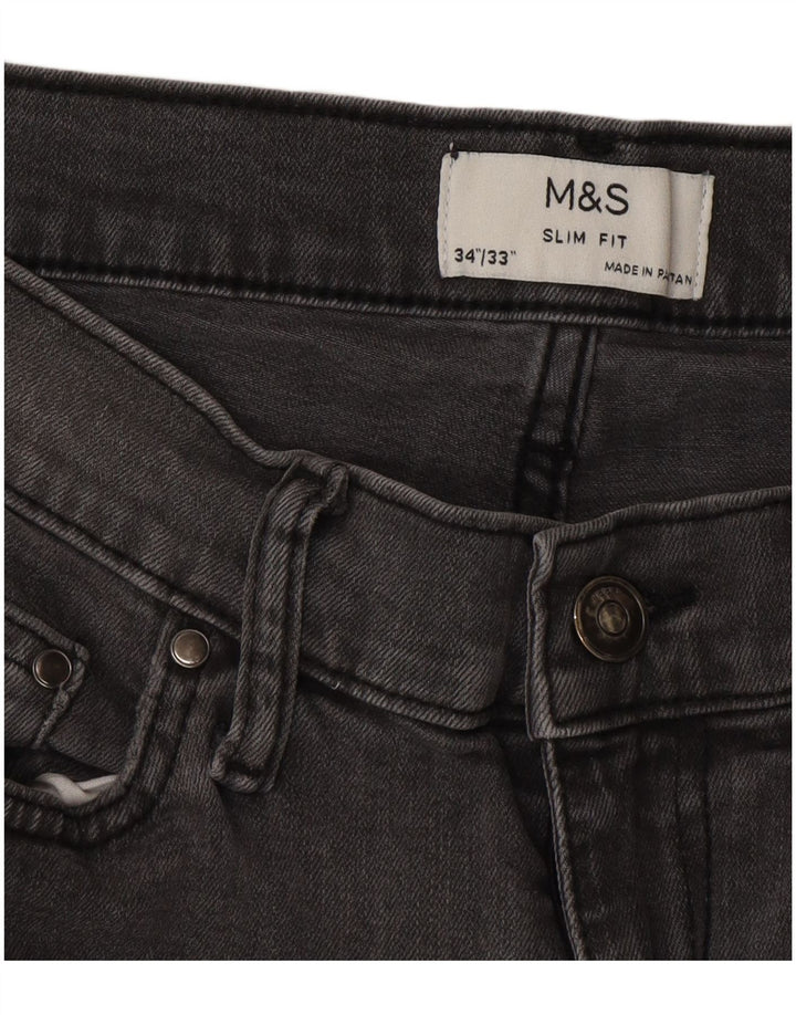 Jeans slim da uomo Marks & Spencer W34 L33 cotone grigio