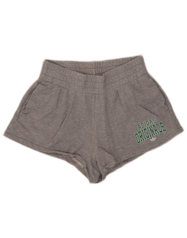 Pantaloncini sportivi grafici da donna Adidas UK 8/10 piccolo cotone chiazzato grigio