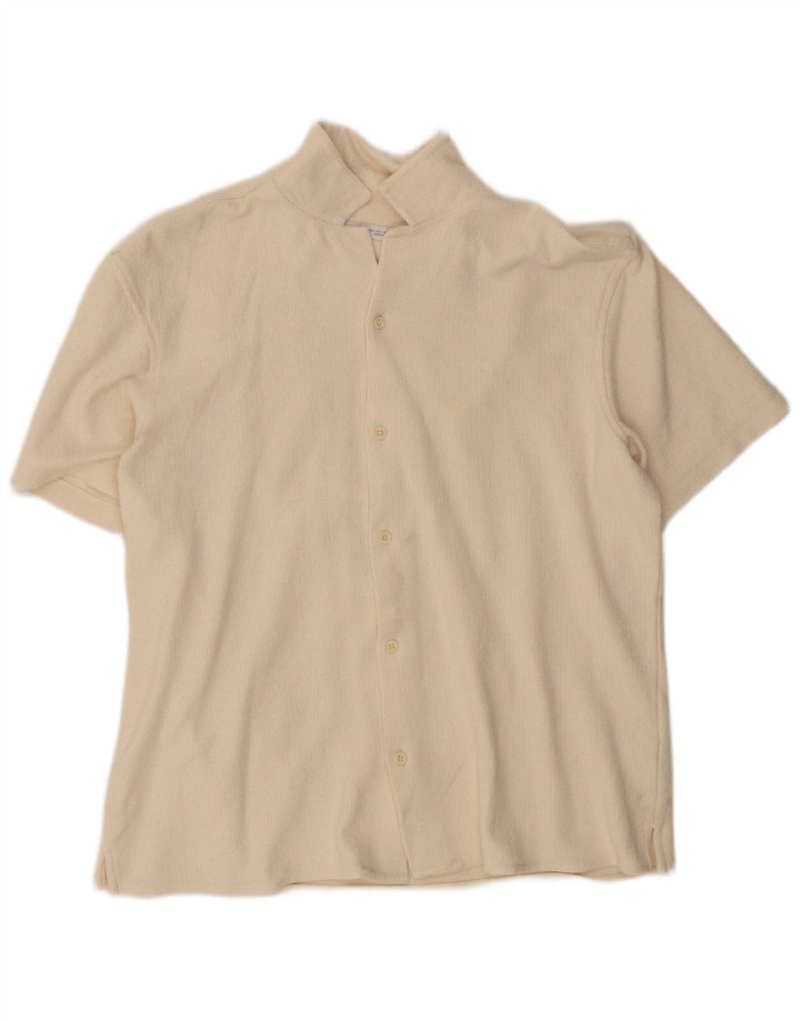 Camicia a maniche corte da uomo Zara grande in cotone bianco sporco