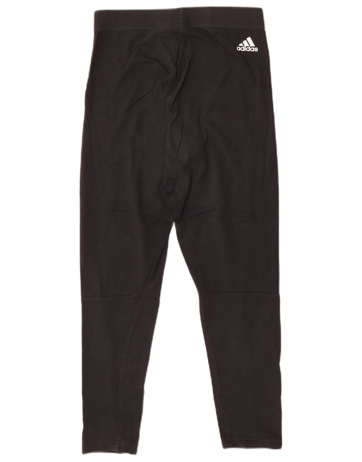 ADIDAS Womens Graphic Leggings UK 12/14 Medium Black Cotton