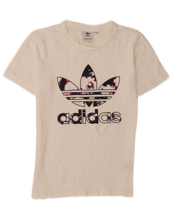 T-shirt grafica da donna Adidas Top UK 6 XS cotone bianco