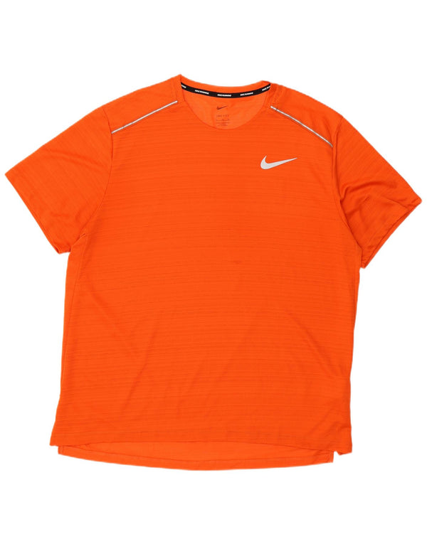 T-shirt da uomo Nike Dri Fit Top XL in poliestere a righe arancioni